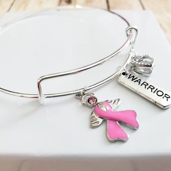 Breast Cancer Awareness Bracelet, Pink Ribbon, Motivational Gift - Picture 3 of 11
